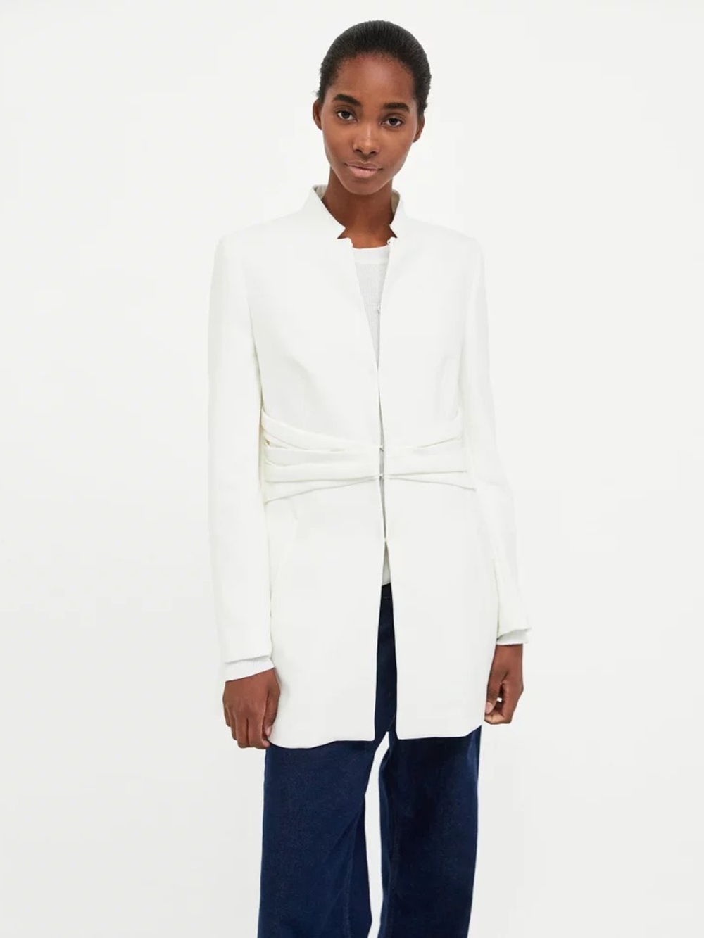 EUC Zara White Collarless Blazer